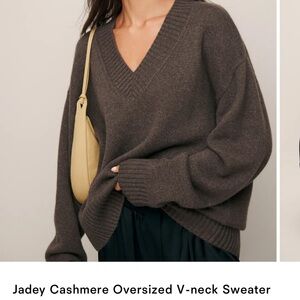 Jadey Cashmere Oversized V-neck Sweater - Brown (Reformation)